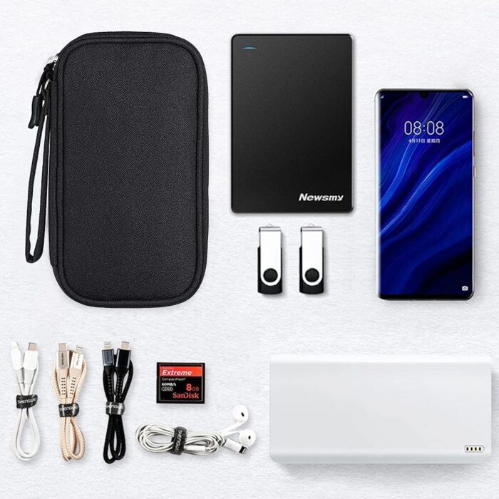 ZIHU Electronics Organizer Travel Accessories Storage Bag, Cable Organizer Bag Portable for Cables Charger Adapter Hard Drives SD Cards (Black) - Image 7