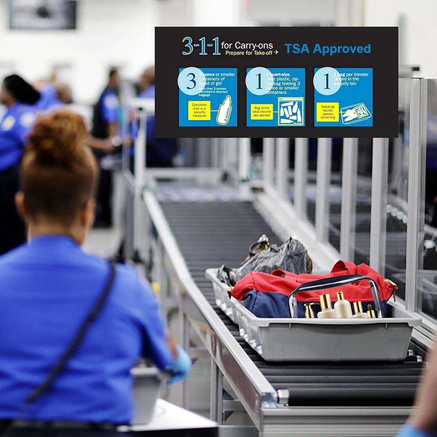 Clear Travel Toiletry Bag TSA Approved Liquids Bags Carry-on Toiletries Bag with Zipper Quart Size Clear Makeup Bag Cosmetic Bag Travel Essentials Black(2 Pack) - Image 5