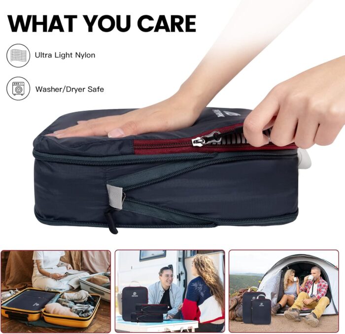 PFEYRPK Ultralight Compression Packing Cubes for Travel,Expandable Packing Organizers for carry on Suitcase With Clear Toiletries Bag and Backpack Bag 7 Set - Image 2