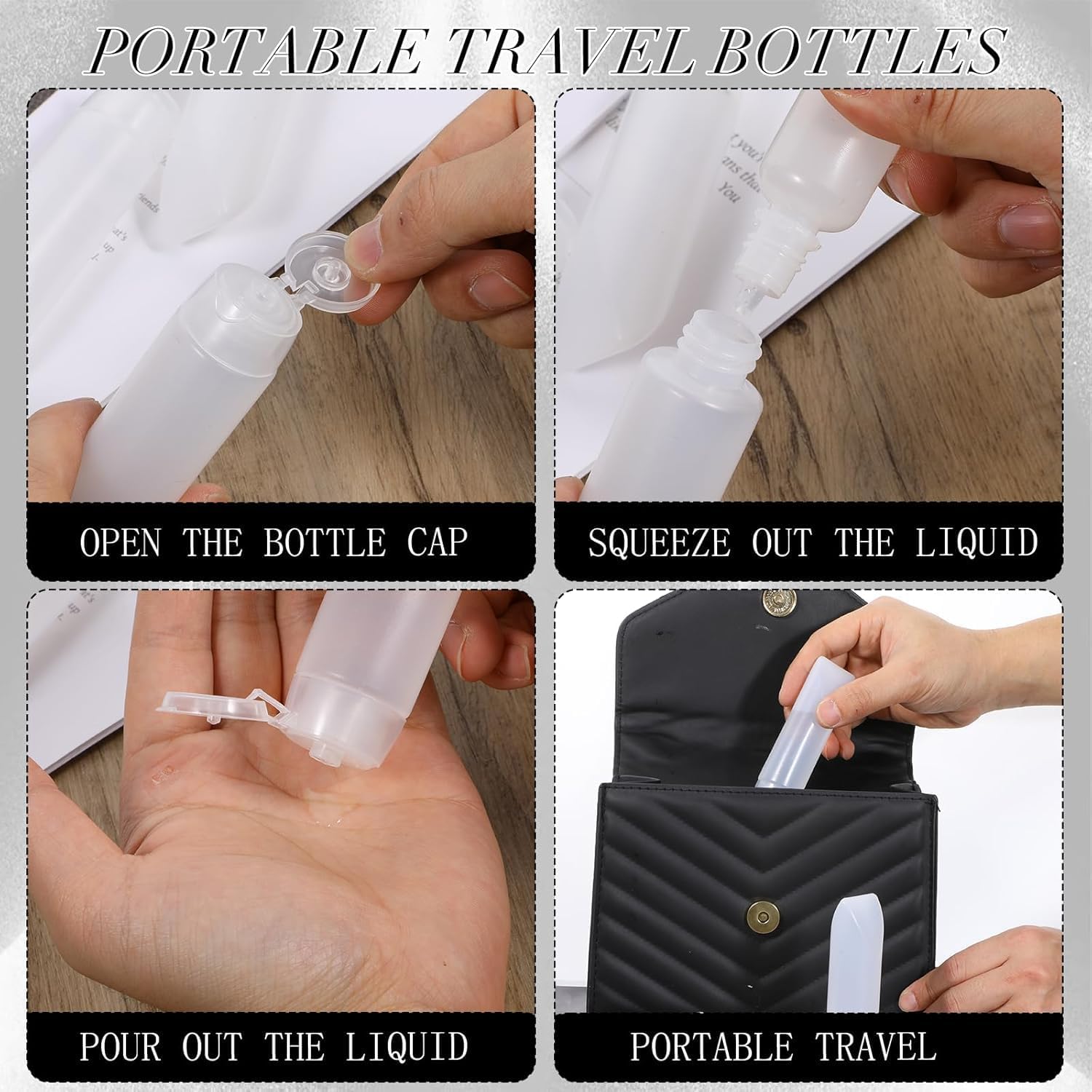 Amaezorx 5-Pack 1oz Travel Bottles Leak Proof - Refillable Clear Toiletry Containers for Shampoo, Lotion & Cosmetics, Empty Squeeze Tubes with Twist Cap, TSA Approved Portable Dispensers - Image 4