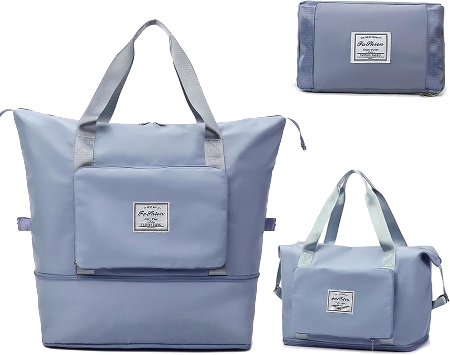 Large Capacity Travel Bag, Foldable Travel Bag, Expandable Travel Duffel Bag, Collapsible Waterproof Large Capacity Travel Handbag, Overnight Bag for Women and Man (Blue)