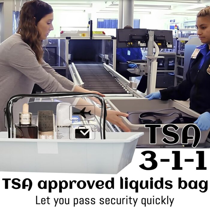 3 Packs Clear Travel Toiletry Bag, TSA Approved Liquids Bag with Zipper, Carry On Airport Airline Quart Size Cosmetic Makeup Bag Travel Essentials for Women Men (Style A) - Image 5