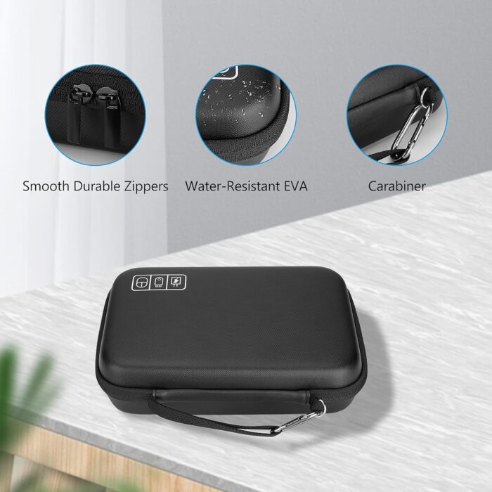 ProCase Hard Travel Electronic Organizer Case for MacBook Power Adapter Chargers Cables Power Bank Apple Magic Mouse Apple Pencil USB Flash Disk SD Card Small Portable Accessories Bag -L, Black - Image 7
