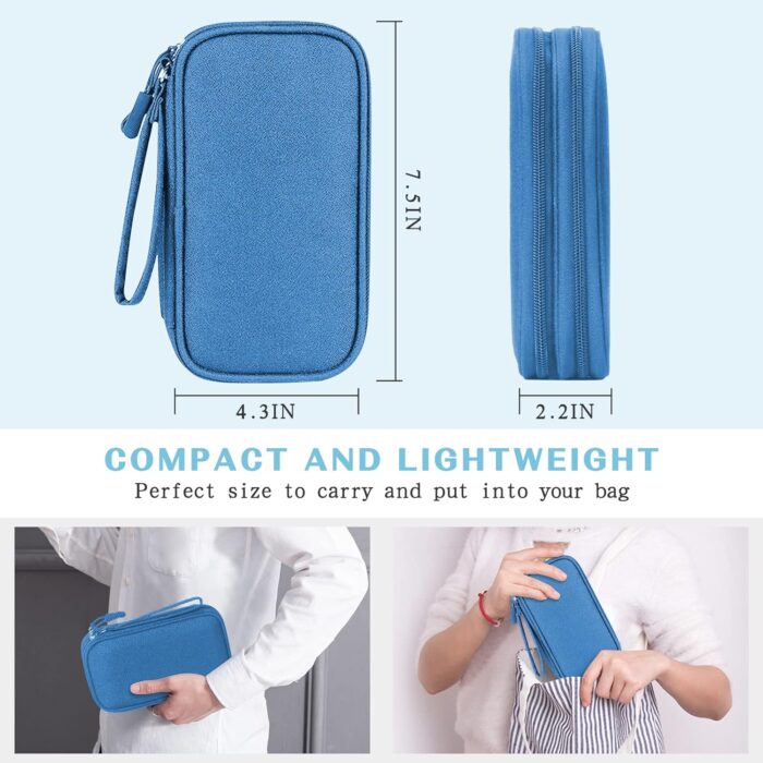 FYY Electronic Organizer, Travel Cable Organizer Bag Pouch Electronic Accessories Carry Case Portable Waterproof Double Layers All-in-One Storage Bag for Cable, Cord, Charger, Phone, Earphone Blue - Image 2