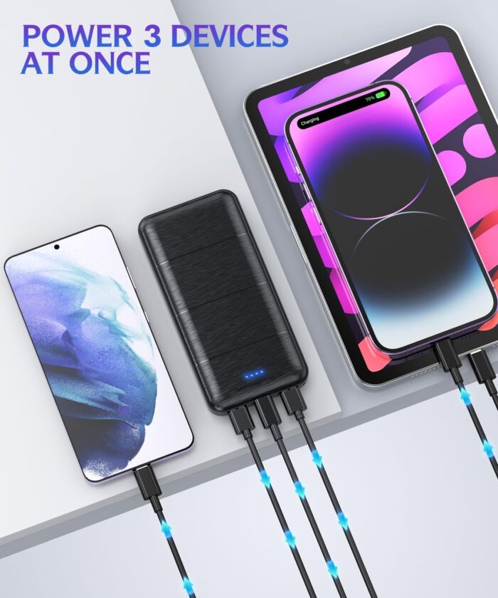 Portable-Charger-Power-Bank - 2 Pack 15000mAh Dual USB Power Bank Output 5V3.1A Fast Charger Portable Charger Compatible with Smartphones and All USB Devices (Deep Black and White) - Image 2