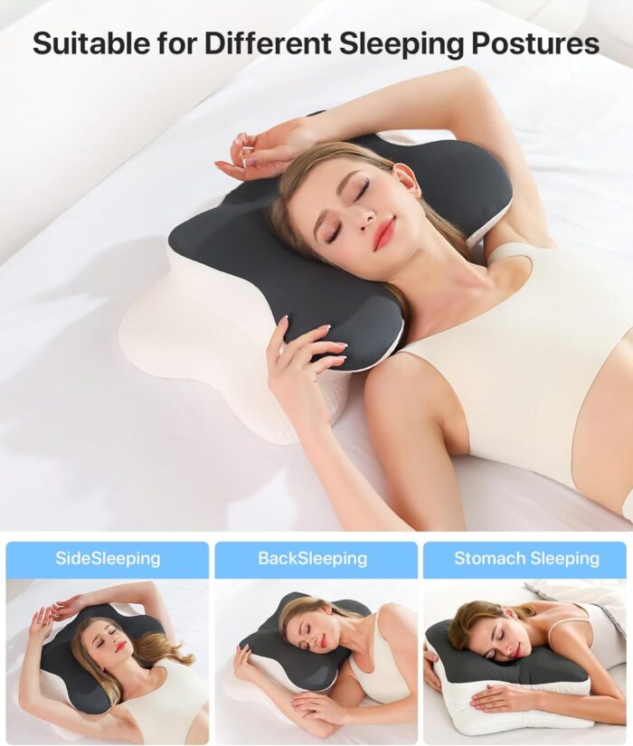 Cervical Pillow,Memory Foam Pillows,Cervical Pillow for Neck Pain Relief,Ergonomic Neck Support Neck Pillow,Side Sleeper Pillows for Side Back Stomach Sleepers, Pillows for Neck and Shoulder Pain - Image 5