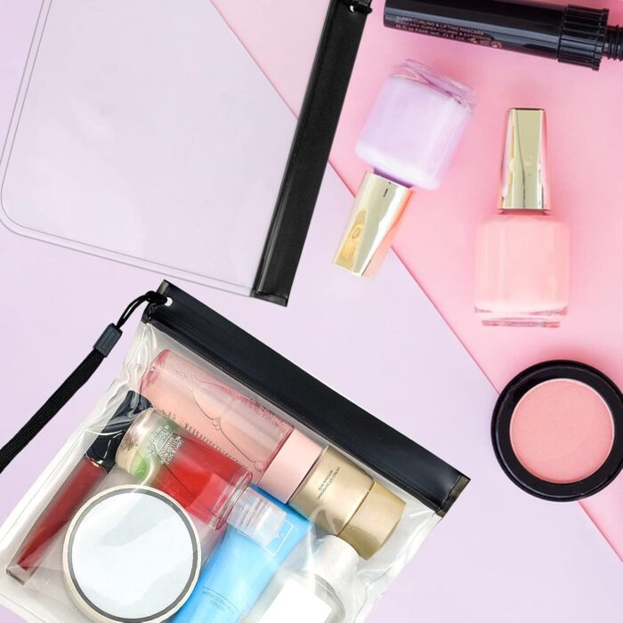 3PCS Clear Travel Toiletry Bags 20*20cm Clear Bags Tsa Approved Liquid Bags Leak Proof Travel Bag Carry On Airport Airline Compliant Bag Portable Travel Fluid Bags Airport Security Travel Liquid Bag - Image 4