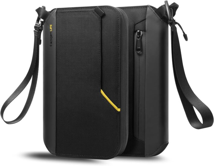 Spigen Life Passport Holder for Family, Passport Wallet Travel Documents Organizer Passport Holder with RFID Blocking, SIM Card Holder and Eject Pin, Wrist Strap, up to 4 Passports- Black - Image 8