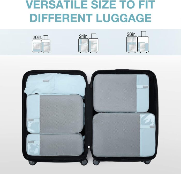 BAGSMART 6 Set Compression Packing Cubes, Lightweight Vacation Travel Essentials for Women, Travel Accessories for Suitcase Organizer Bags Set, Durable Luggage Organizer Travel Bags - Image 6