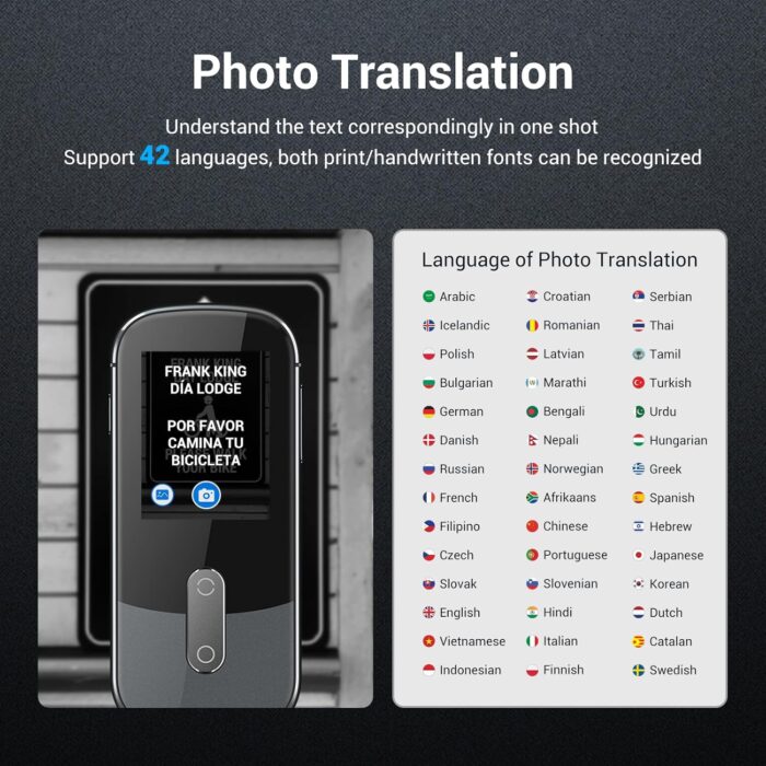 Anfier Offline Language Voice Translator Device W09 PRO for 144 Languages and Accents Photo Translation No WiFi Internet Needed for Travel Business - Image 4