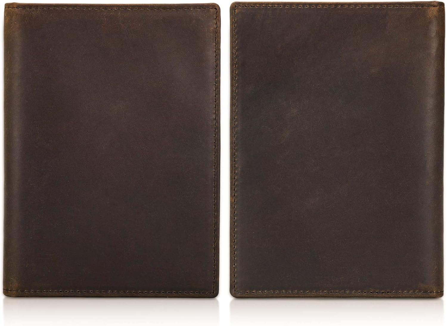 Polare Full Grain Leather Passport Holder RFID Blocking Travel Bifold Wallet Passport Holders 2 Passports (Dark Brown) - Image 6