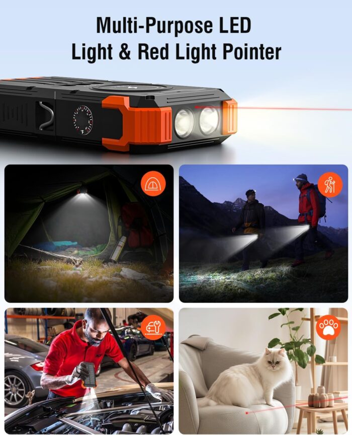 Sudrov Solar Charger Power Bank, 42800mAh Portable Charger with USB-C in/Output, QC3.0 Fast Charging 15W 4 Ports Outdoor Battery Pack Built-in Dual Led Flashlights for iPhone Samsung etc - Image 5