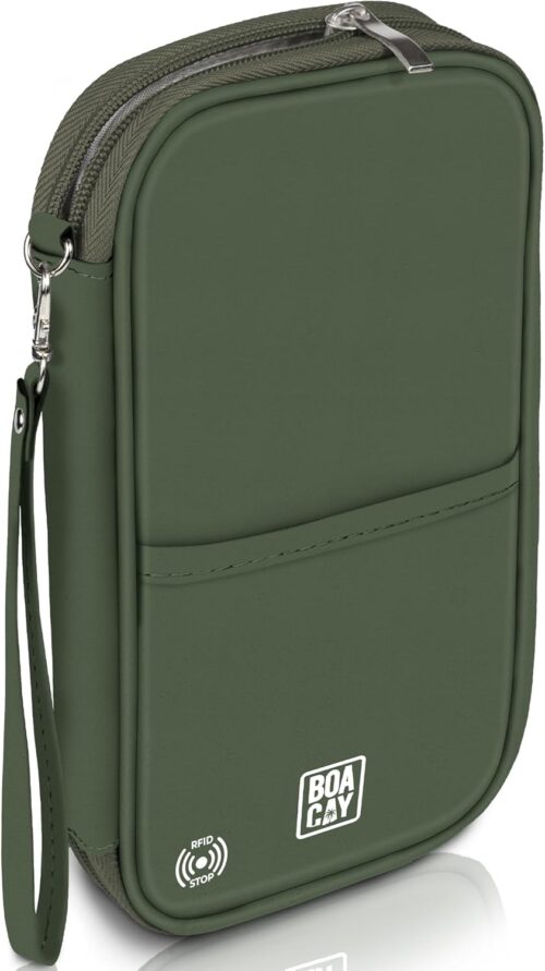 BOACAY Document Organizer with RFID, Family Passport Holder, Wallet for Women & Men, Waterproof Case with Wristlet, Travel Essentials for Flying