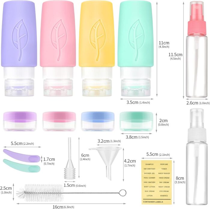 XMOSNZ 3oz Travel Bottles for Toiletries - TSA Approved, Leak Proof, Silicone Squeezable Containers for Gym, Business, Personal Essentials (BPA Free) - Image 7