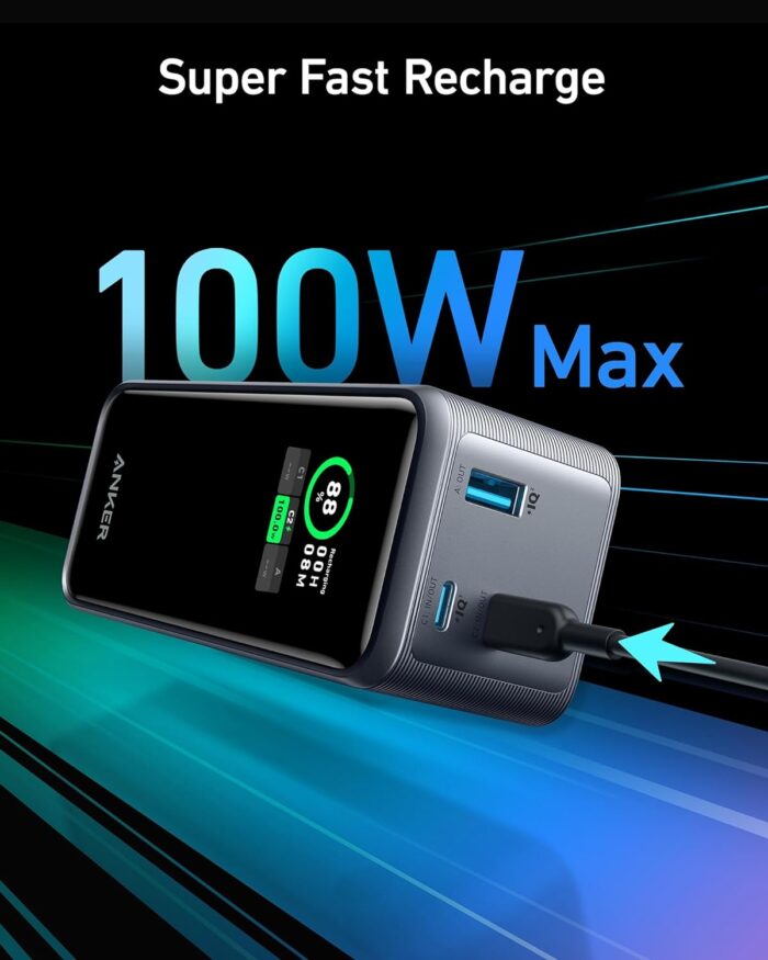 Anker Prime Power Bank, 20,000mAh 200W Portable Laptop Charger for Travel, TSA-Approved, Smart Digital Display, 2 USB-C and 1 USB-A Port, for iPhone 16/15/14 Series, Samsung, MacBook, and More - Image 3