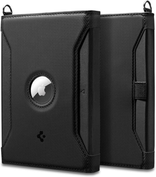 Spigen Life Passport Card Cover Holder with AirTag (not Included) Compartment Wallet Travel Documents Organizer Protector Accessories RFID Blocking Technology SIM Card Pin Included - Black