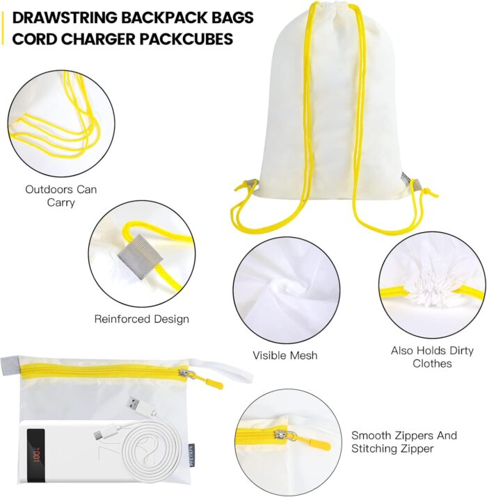 PFEYRPK Premium Compression Packing Cubes with See Through Mesh for Suitcases, Expandable Travel Packing Organizers with Shoe Bag, Backpack Bag and Cable Bag 7 Set. - Image 5