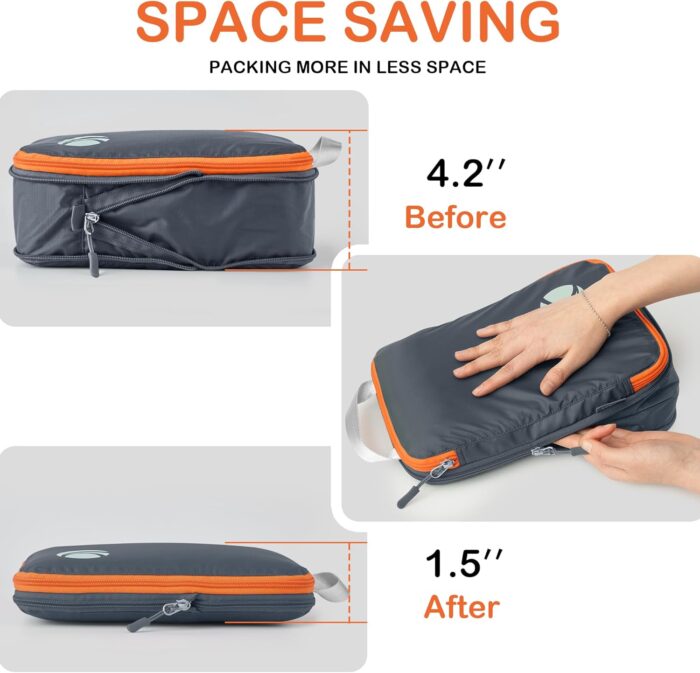 Cipway Compression Packing Cubes, Ultralight Luggage Organizer Bags, Travel Essentials for Carry on Suitcase (3 Piece,Gray) - Image 3