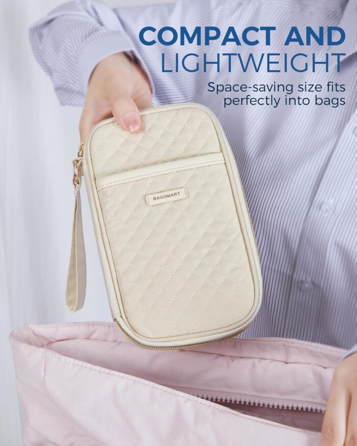BAGSMART Cord Organizer Travel Cable Organizer Bag Tech Electronic Organizer Travel Case, Travel Essentials for Charger, Cable, Phone, Flash Drive, Beige - Image 3