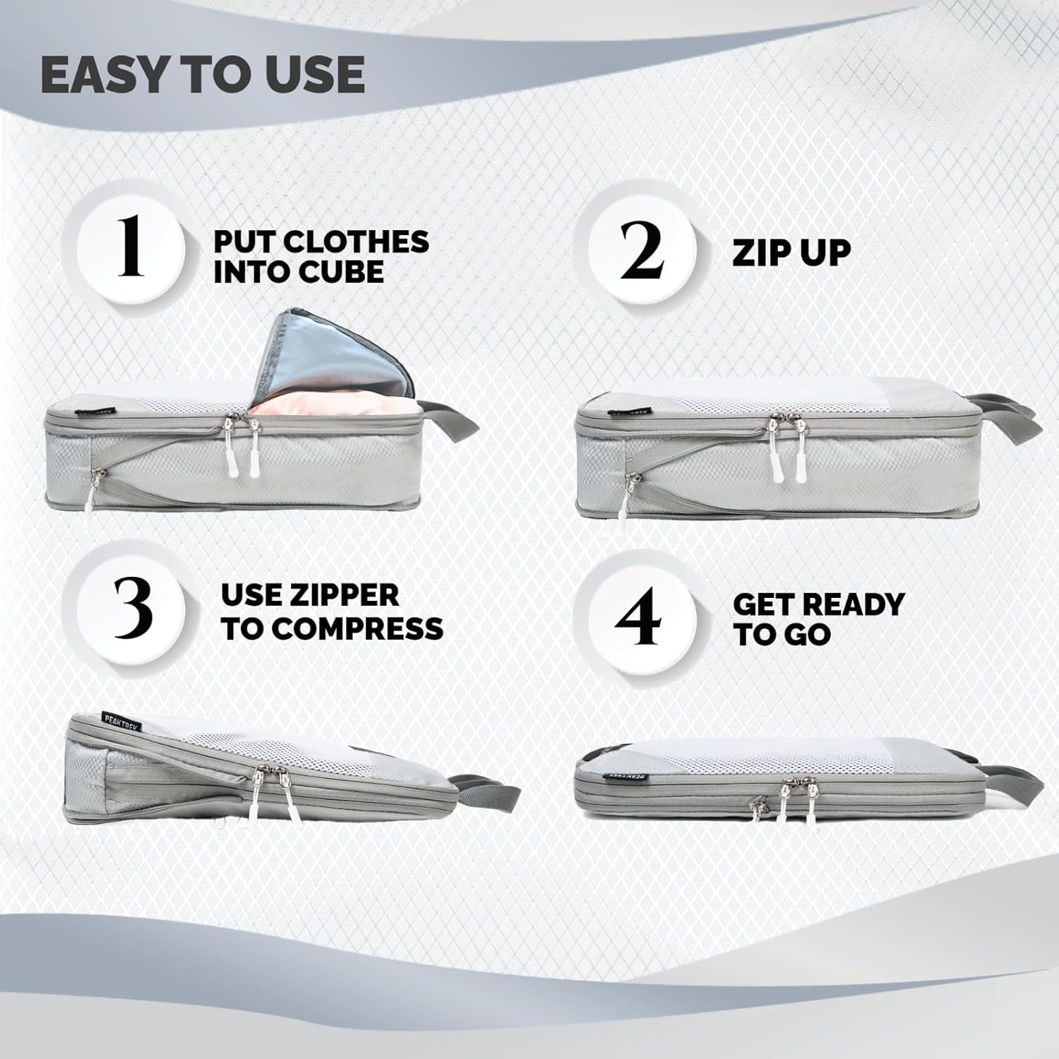 Compression Packing Cubes, 5 Set Travel Packing Cubes for Carry on Luggage Suitcases, Packing Cubes Compressible Suitcase Organizers Bag Set with Laundary Bag (Grey) - Image 6