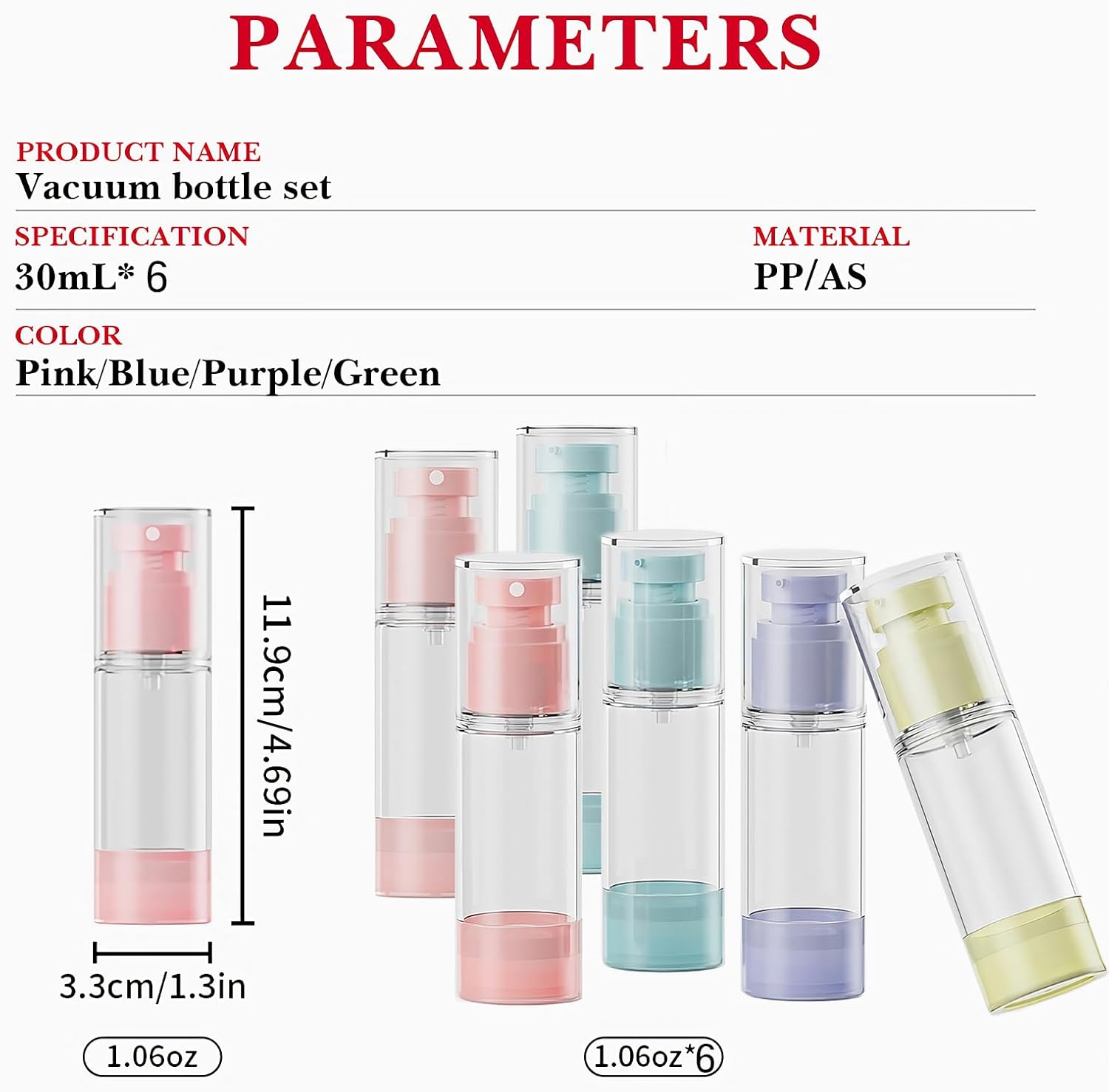 MHWL Travel Bottles and Travel Essentials Kit - 6 x 30ml Airless Pump Jars for Travel Size Toiletries, TSA Approved Leakproof Travel Containers, Ideal for Hand Sanitizer - Image 6