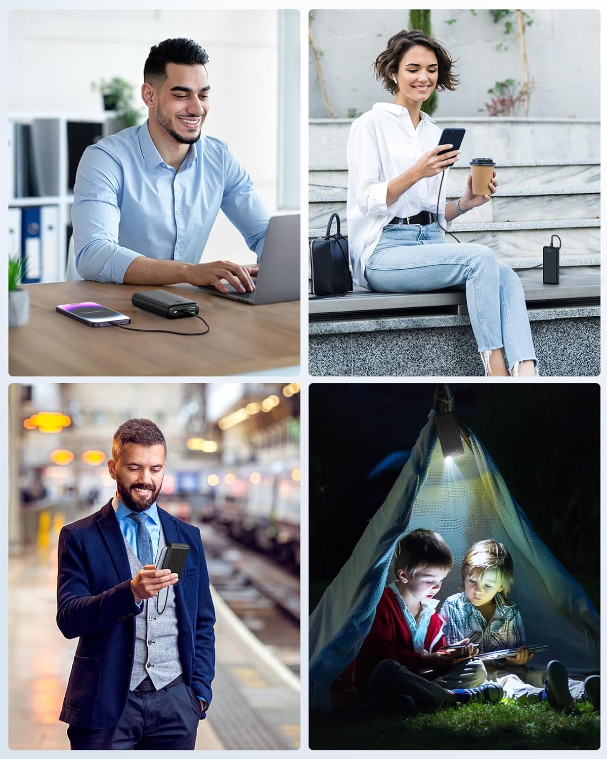 JIGA Portable Charger Power Bank 30000mAh USB C 22.5W Fast Charging External Battery Pack PD QC4.0 with Flashlight 3 Outputs & 2 Inputs Battery Bank for iPhone Samsung Galaxy iPad etc - Image 7