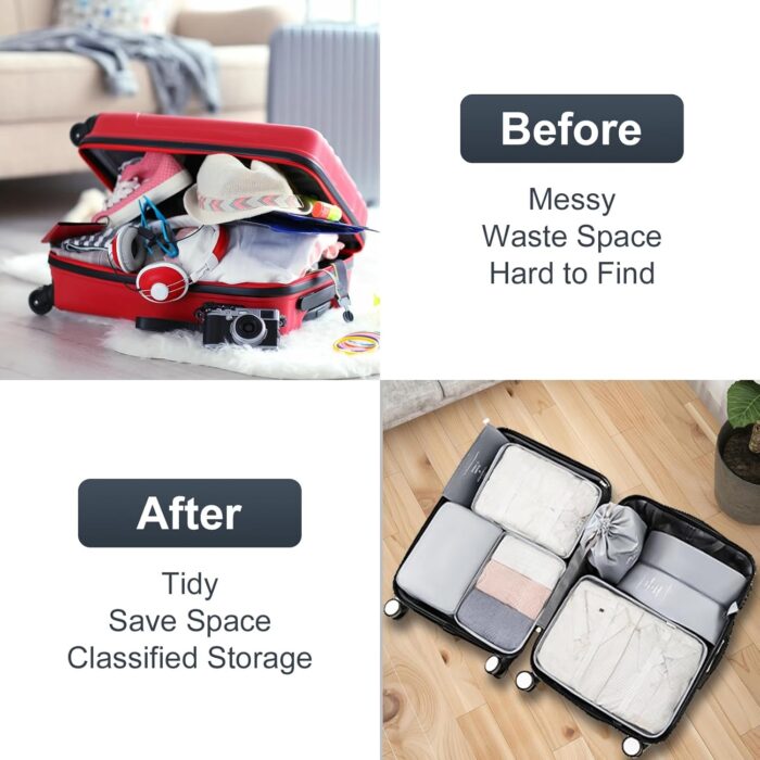 Lostrain Packing Cubes, 9 Set Travel Organizer for Carry on Suitcases Luggage Clothes Large Storage Waterproof with Toiletry Bag, Shoes Bag, Underwear Bag - Image 2