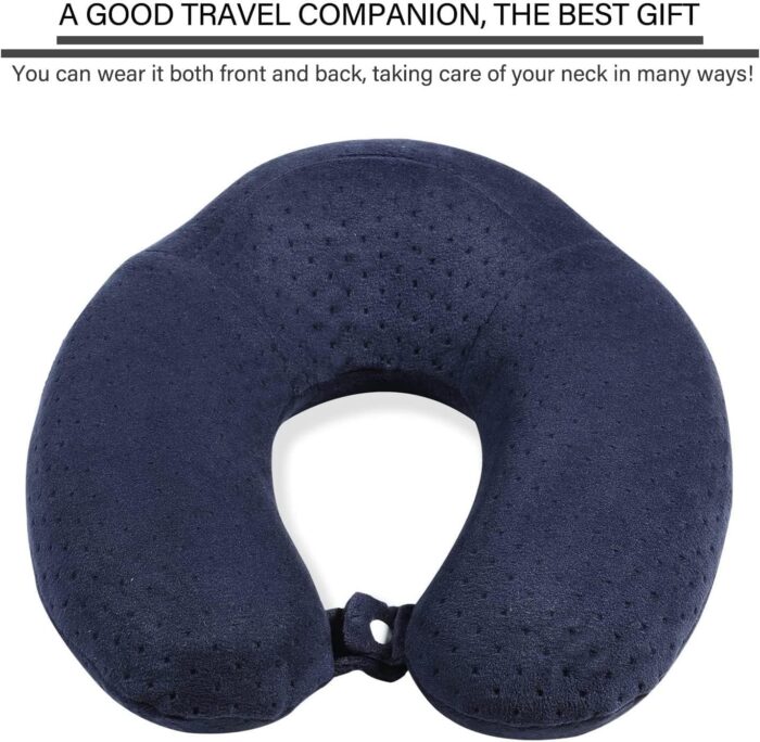 (Navy Blue) - Travel Pillow - Memory Foam Neck Pillow Support Cushion - Easy Removable And Washable Cover (Navy Blue) - Image 6