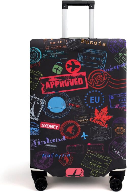 BBKON Luggage Covers Suitcase Cover Protector, Travel Luggage Protective Cover Suitcase Cover Washable Elastic Dustproof Travelling Accessories (World Travel, S(18-21inch Suitcase))
