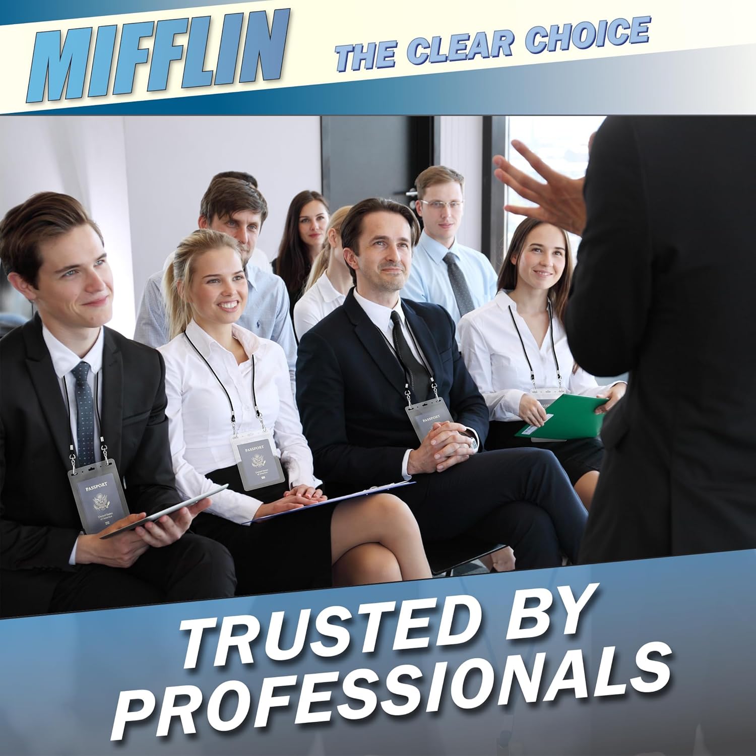 MIFFLIN Passport Holders (Clear, 108x152 mm, 50 Pack), Extra Large ID Name Badge Holder, Zipperless Vertical Plastic Card Holders - Image 7