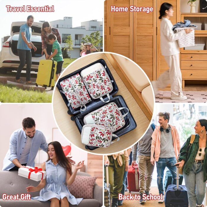 Compression Packing Cubes 5 Set Travel Luggage Packing Organizer Bag Expandable Travel Organizer Cubes for Carry On Luggage Suitcase Compressible Travel Essentials Accessories for Women Men - Image 6