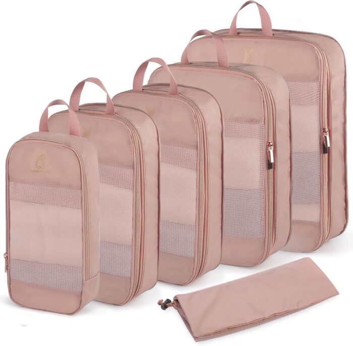 Expandable Compression Packing Cubes for Suitcases,Lightweight Compressible Travel Packing Organizer for Carry on Suitcase,Organizer Bags Set as Travel Essentials for Women