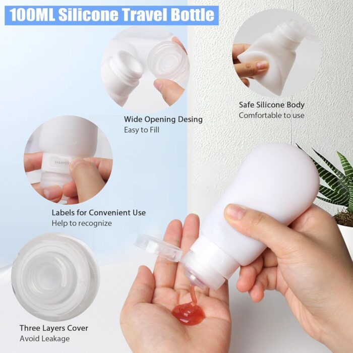 18 Pack Travel Bottles for Toiletries, THE AYJOEQI Travel Size Containers Leak Proof Silicone Refillable Liquid Travel Accessories for Shampoo Conditioner Lotion Body Wash - Image 3