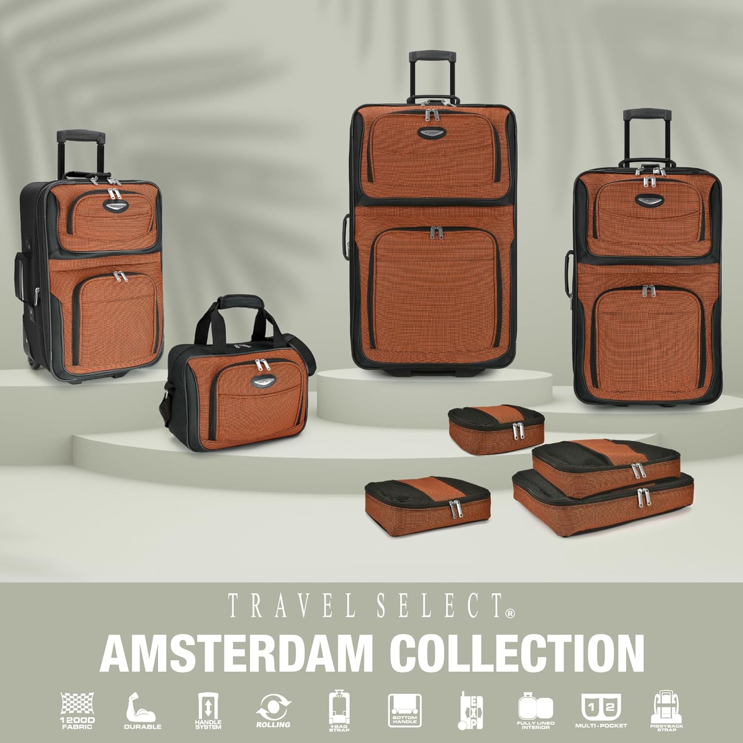 Traveler's Choice Amsterdam 4-Piece Luggage Set, Gray - Image 4