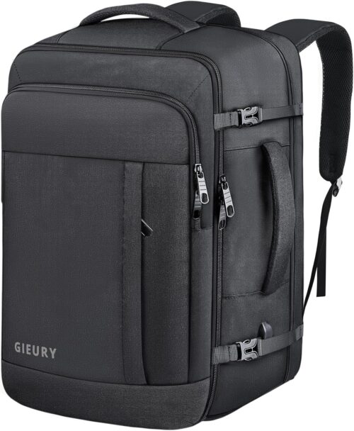 Carry On Backpack, 50L Travel Backpack, Luggage Backpack TSA Flight Approved Laptop Backpack for Men & Women, Large Expandable Backpack 40L Daypack Lightweight Business Weekender Bag, Black