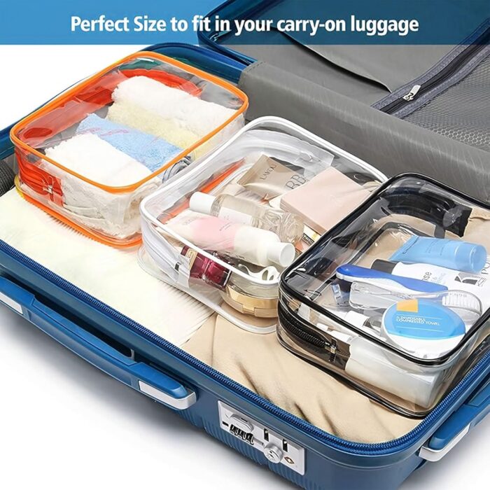 4 Pcs Clear Toiletry Bag TSA Approved, Clear Makeup Bag Waterproof Toiletries Travel Essentials Organizer, Transparent Cosmetic Bag for Women - Image 4