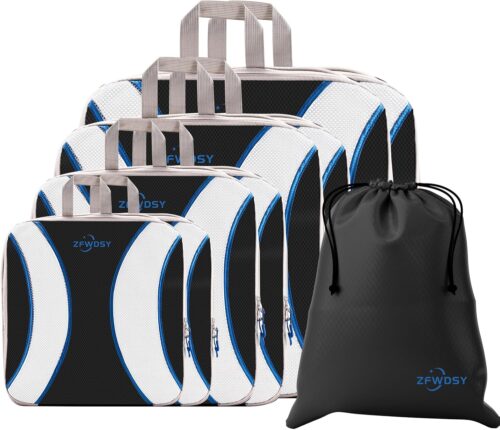 ZFWDSY Compression Packing Cubes, 9pcs Expandable Storage Travel Luggage Organizers with Shoe Bag Set