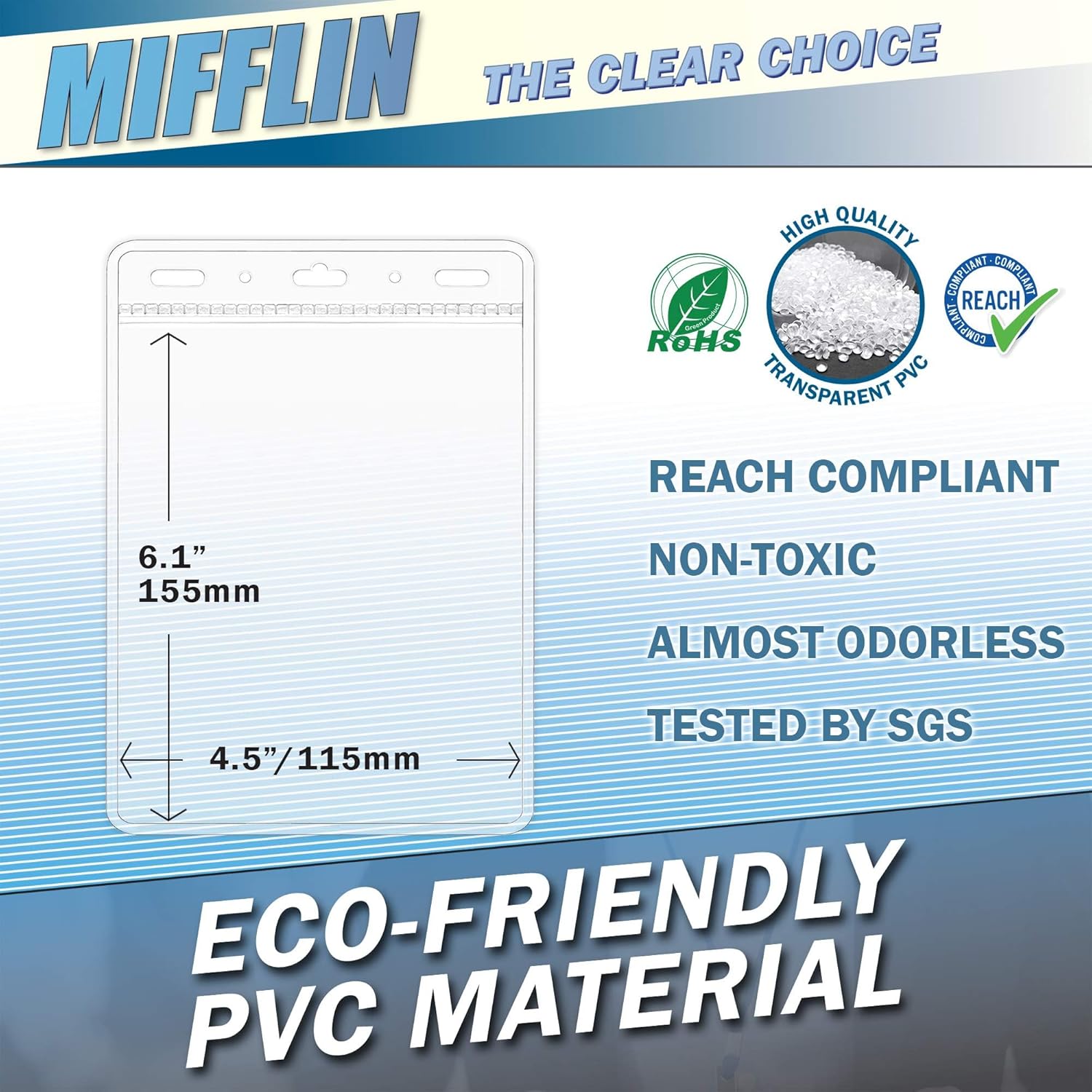 MIFFLIN Passport Holders (Clear, 108x152 mm, 50 Pack), Extra Large ID Name Badge Holder, Zipperless Vertical Plastic Card Holders - Image 3