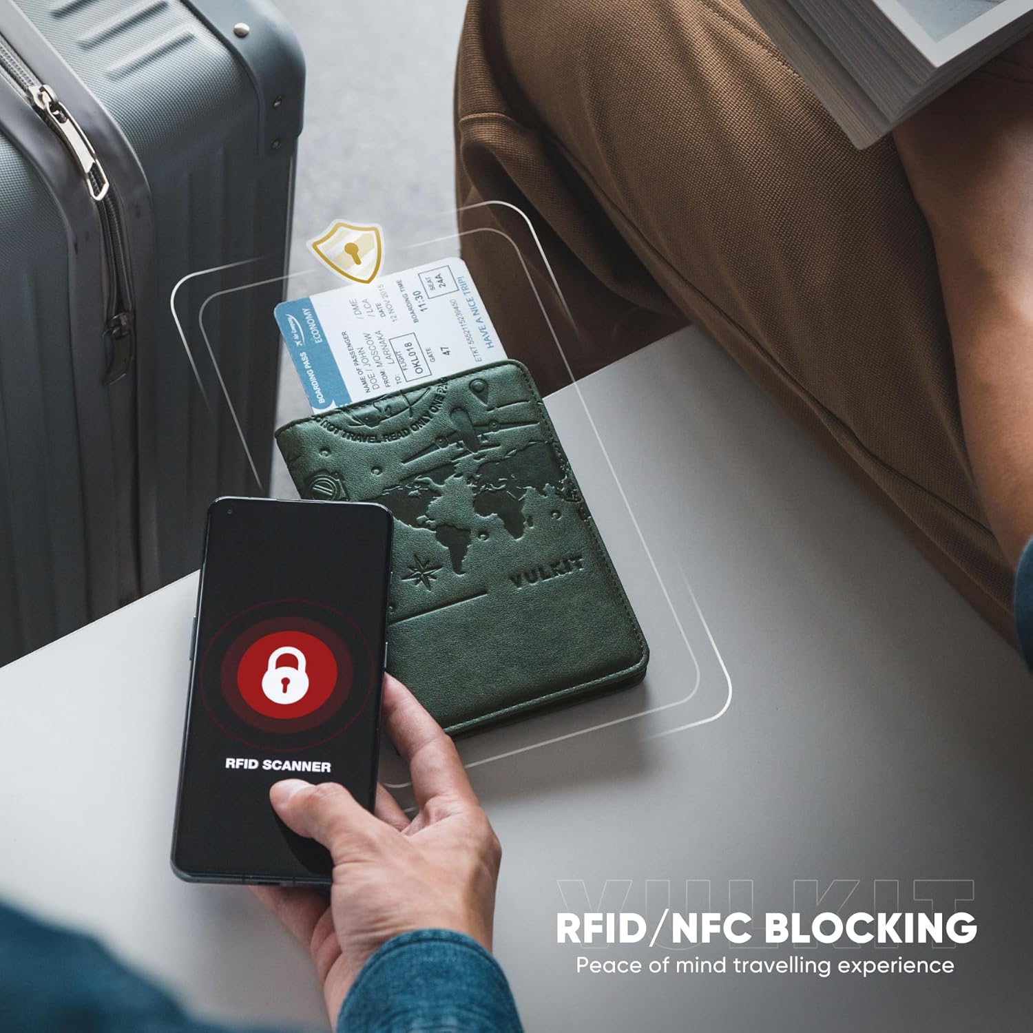 VULKIT Passport Holder with Magnetic Closure RFID Blocking Travel Wallet Passport Book Cover Boarding Pass Holder Travel Essentials - Image 5