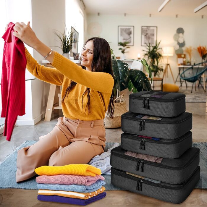 Packing Cubes Travel Organizer 6 Set Travel Packing Cube Waterproof Travel Packing Organizer in 4 Sizes with Laundry Bag for Travel Essentials Lightweight Luggage Organizer Bags for Carry on Suitcases - Image 7