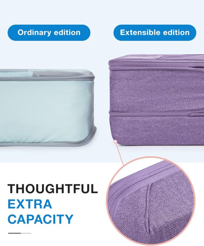 Compression Packing Cubes for Suitcase, 6 Set BAGSMART Travel Packing Cubes for Luggage, Compression Travel Cubes & Suitcase Organizer for Packing with Shoe Bag Purple - Image 4