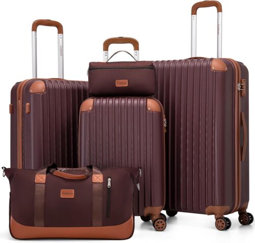 Cosbarn Luggage Sets 5 Piece Suitcases with Wheels, Suitcase Set ABS Hard Case Luggage with TSA Lock Spinner Wheels Durable Travel Luggage