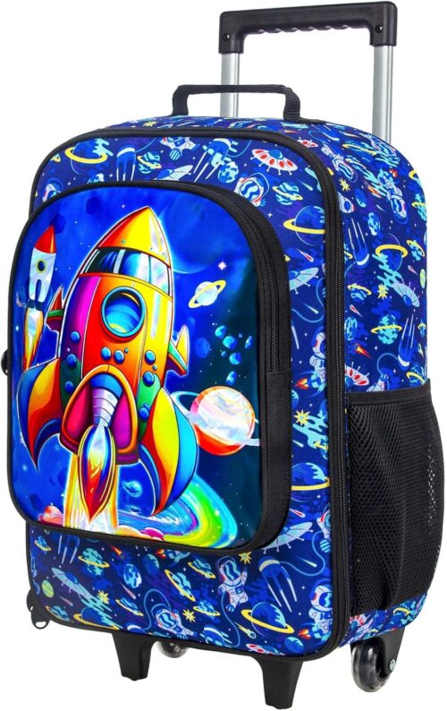 Boys Luggage, Cute Rockets Rolling Wheels Suitcase for Toddler, Children Travel Carry on Suitcase