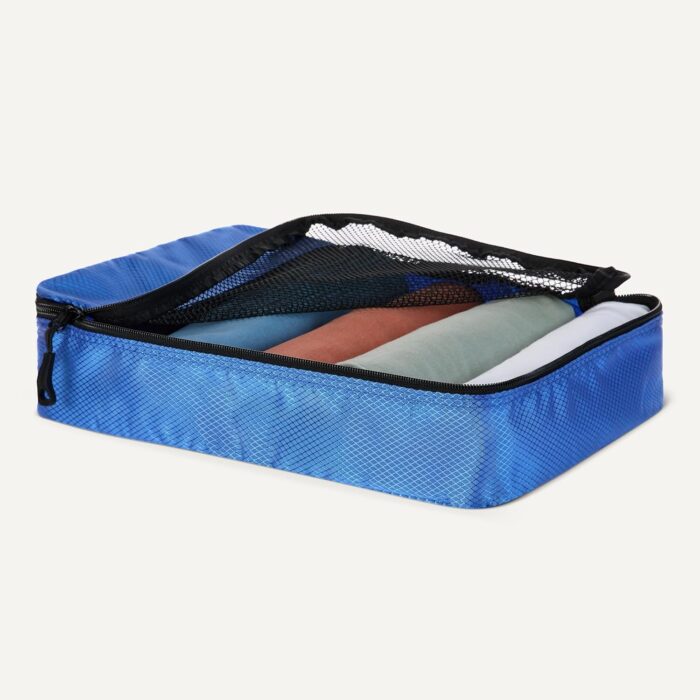 Amazon Essentials 4-Piece Packing Cubes Travel Accessories Set, Luggage Organizer with Double Zipper, Mesh Top, 100% Polyester, 2 Medium/2 Large, Blue (Previously Amazon Basics) - Image 3