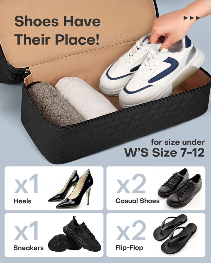 HOTOR Travel Duffel Bag - Large Weekender Bags for Women, Carry On Bag with Shoe Compartment, Overnight Bag with Toiletry Bag for Travel Essentials and Travel Accessories, Black, 34.0 x 45.0 x 20.0 cm - Image 4