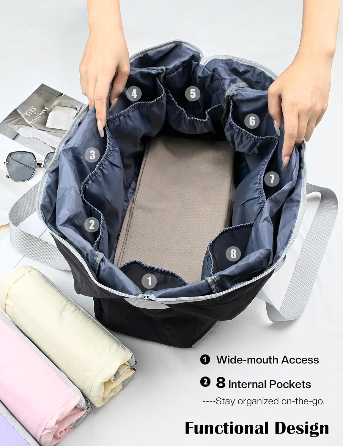 Foldable Duffel Bag 18x14x8 Inches,Personal Item Bag for Frontier & Spirit Airlines,Portable Travel Bag for School, Moving and Camping,Black - Image 5