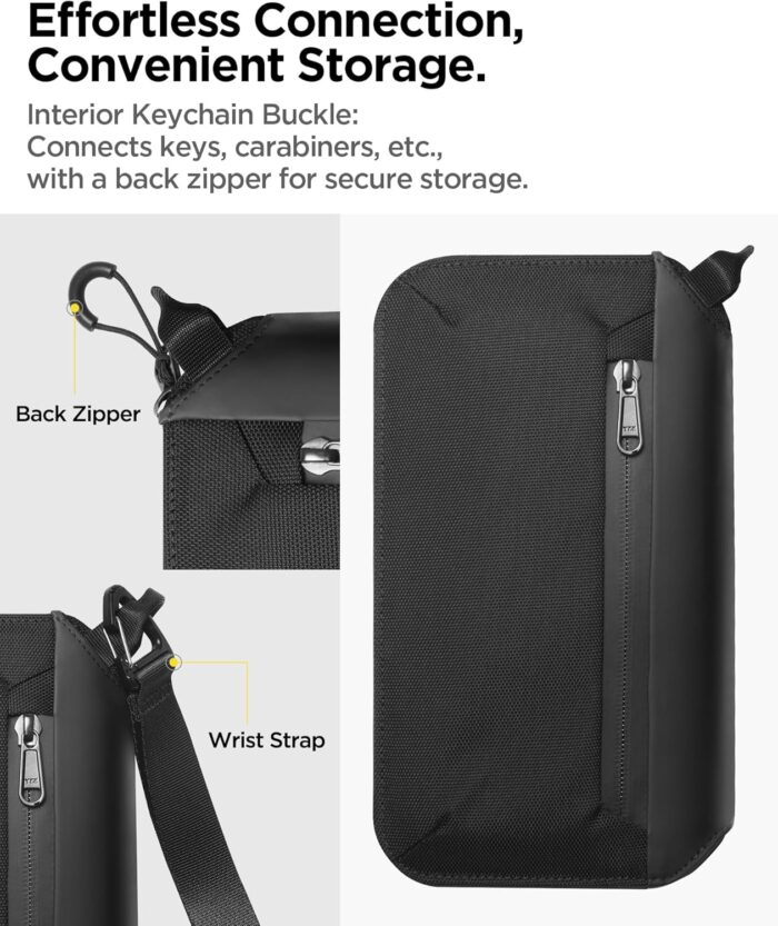 Spigen Life Passport Holder for Family, Passport Wallet Travel Documents Organizer Passport Holder with RFID Blocking, SIM Card Holder and Eject Pin, Wrist Strap, up to 4 Passports- Black - Image 3
