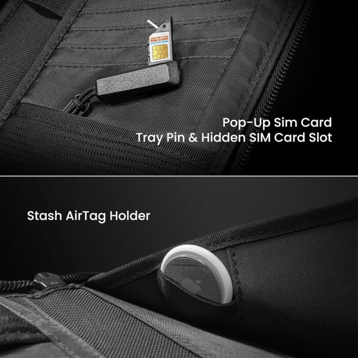 tomtoc Passport Holder Family with RFID Blocking, Passport Wallet Women Men, with Airtag & Sim Card Holder and Eject Pin, Travel Document Organizer with Wrist Strap, Up to 4 Passports, Water-resistant - Image 6