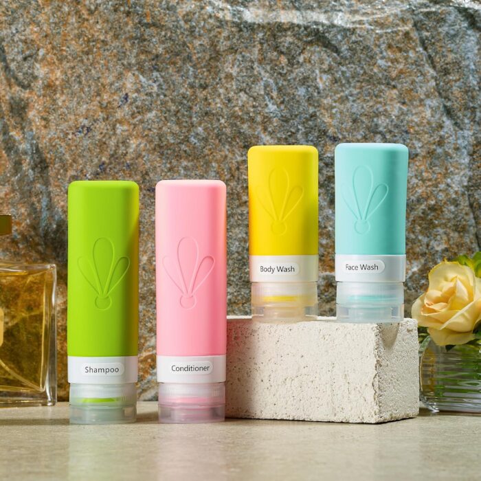 INSFIT Silicone Travel Bottles Set, 17 Pack Travel Size Toiletries, BPA Free Leak Proof Squeezable Silicone Tubes for Shampoo Conditioner Lotion Soap with Labels - Image 5