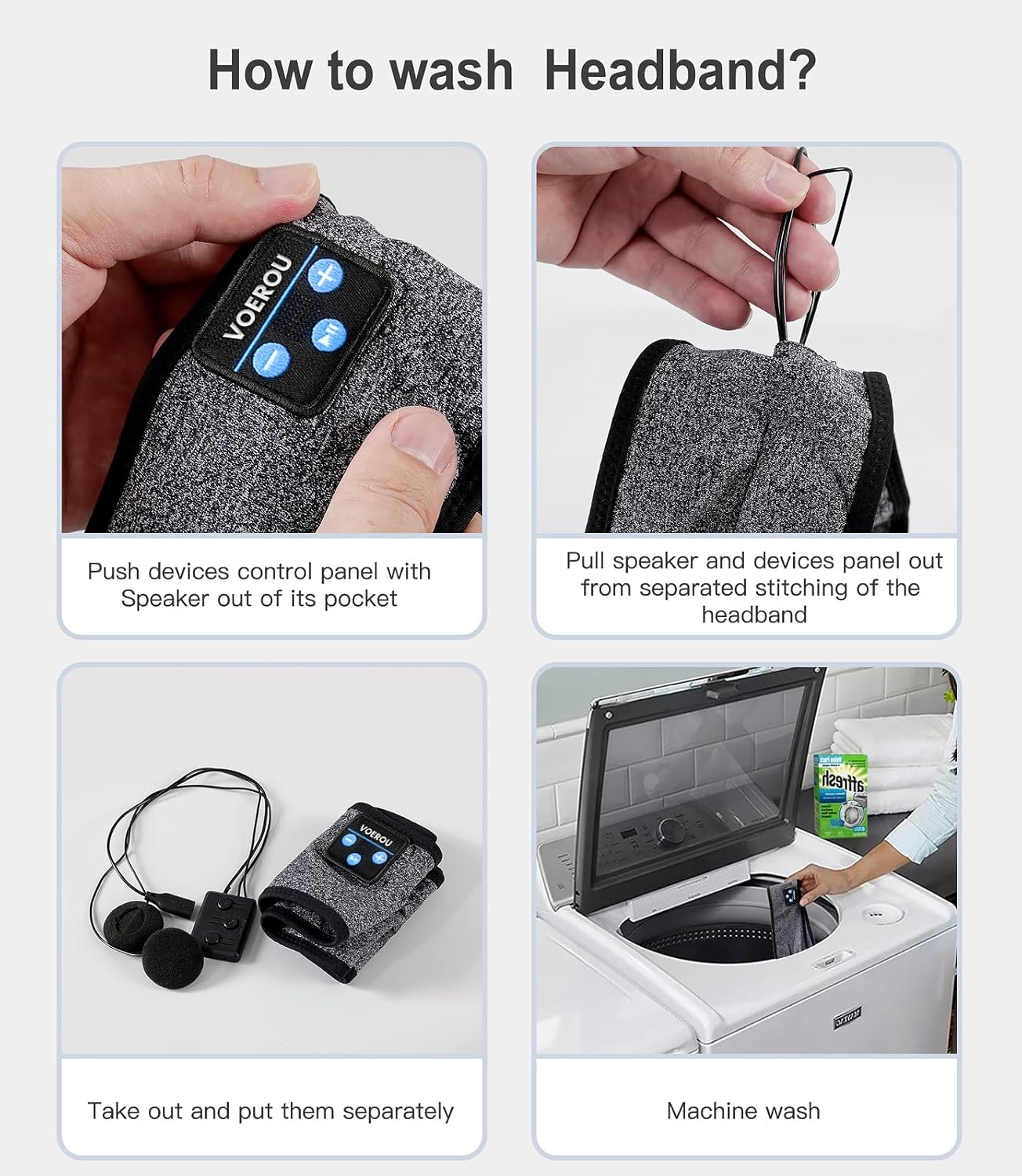 Sleep Headphones Bluetooth Headband, Voerou Wireless Sleeping Headphones Earbuds Sleep Mask with Stereo Speakers-Cool Tech Gadget for Men Women,Perfects for Sleep Workout Running Yoga Travel Insomnia - Image 6